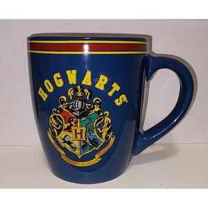 Harry Potter Coffee Cup Blue Ceramic Mug Hogwarts Wizardry 25 Oz Red Stripe Mug